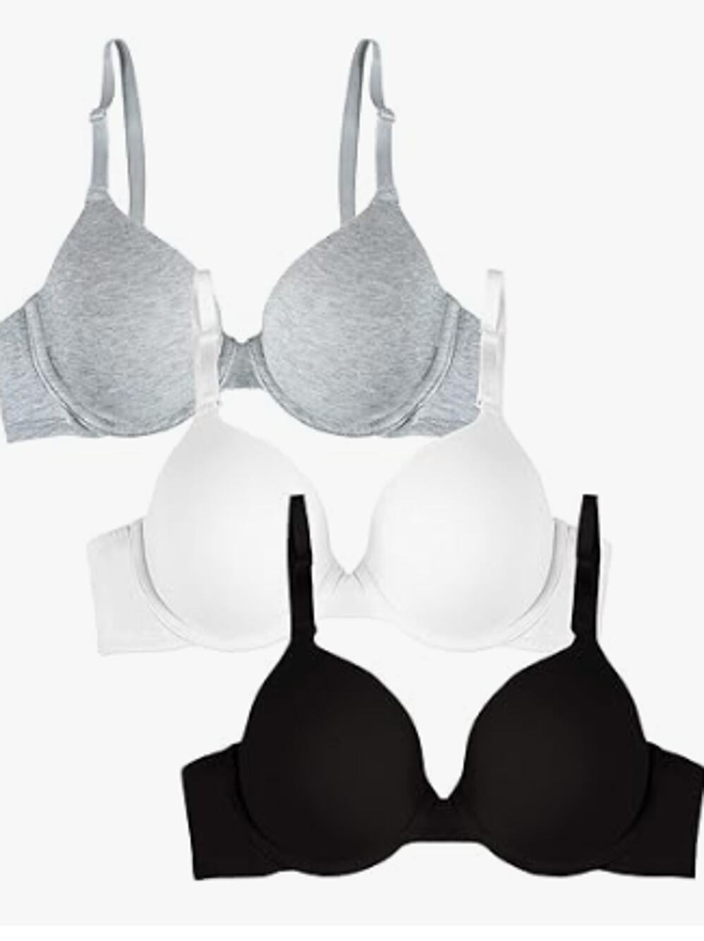 Fruit of The Loom Womens 38C 3-Pack Smooth Cotton Ultra-Soft T-Shirt Bra OS24-27